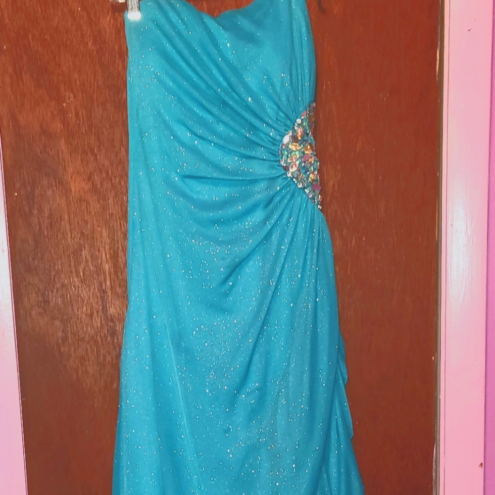 Strapless turquoise formal dress, size 3